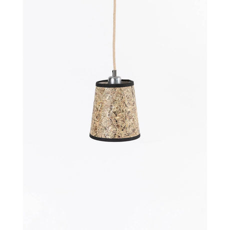 Suspension épurée en foin Rond - lampe suspendue en foin avec rosace en bois de chêne et accents de couleur modernes.
