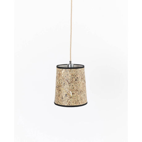 Suspension épurée en foin Rond au design moderne avec rosace en bois de chêne
