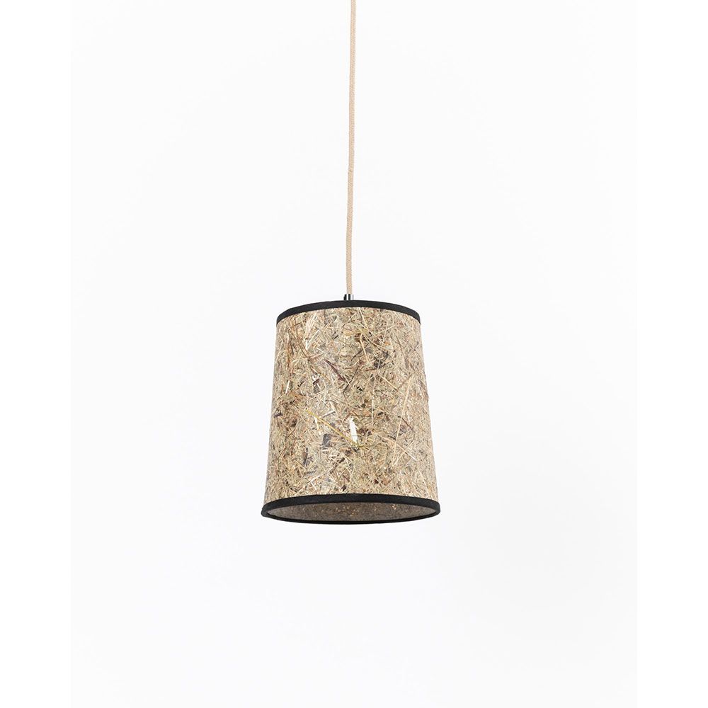 Simple hanging lamp made of hay round