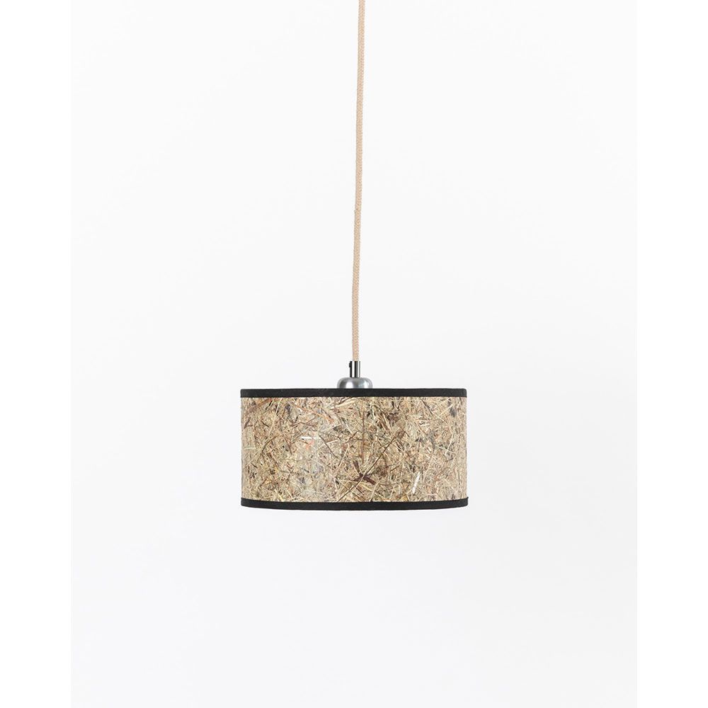 Simple hanging lamp made of hay round