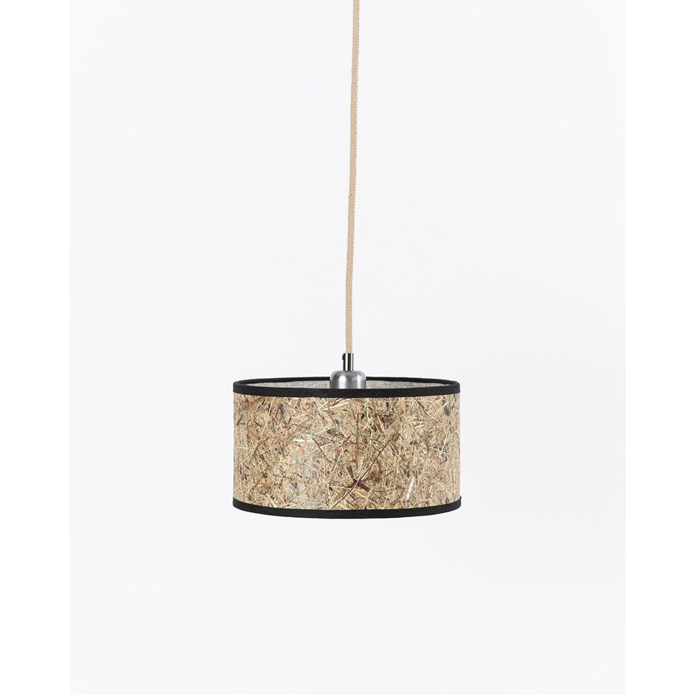 Simple hanging lamp made of hay round