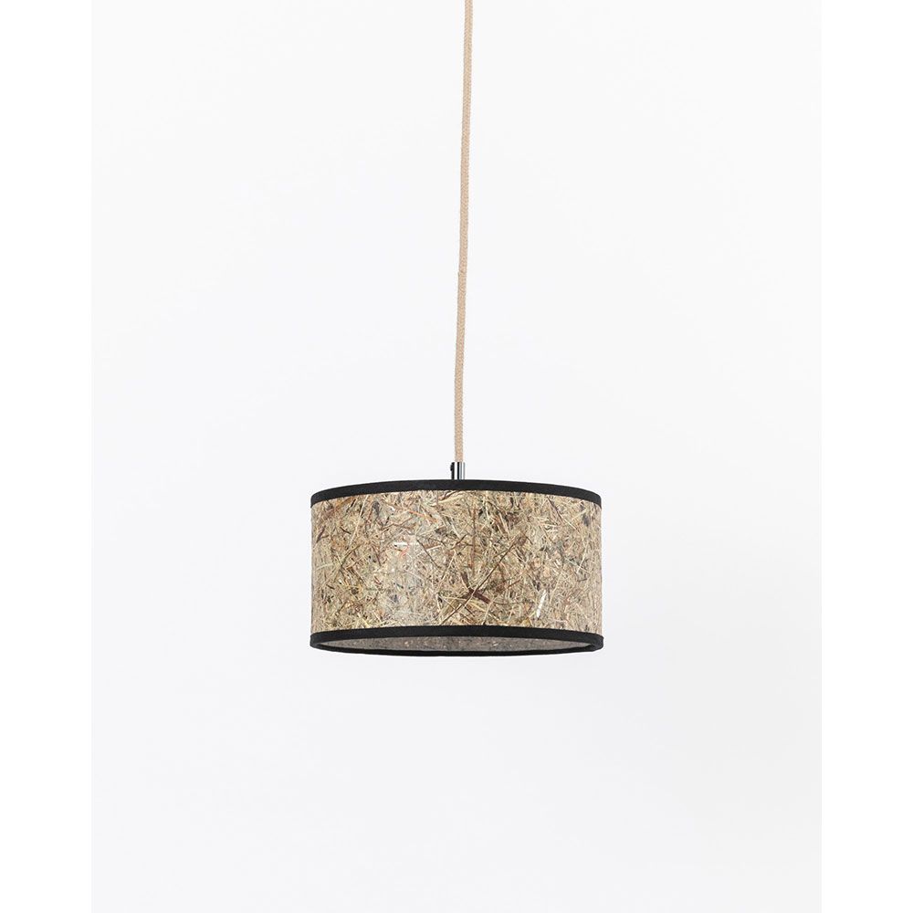 Simple hanging lamp made of hay round