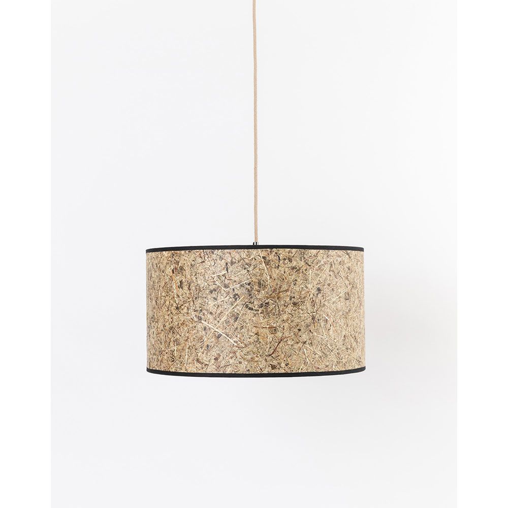 Simple hanging lamp made of hay round