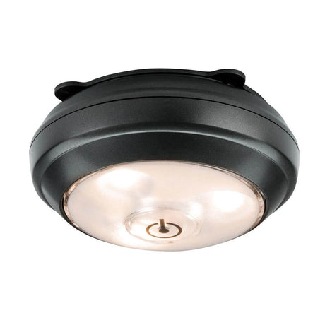 Schrankleuchte ButtonLED 1er-Spot schwenkbar batteriebetrieben in Schwarz, ideal für Küchen und Büros.