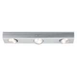 LED 3er-Spot Schrankleuchte Jiggle in Silber, dimmbar und batteriebetrieben für optimale Ausleuchtung.