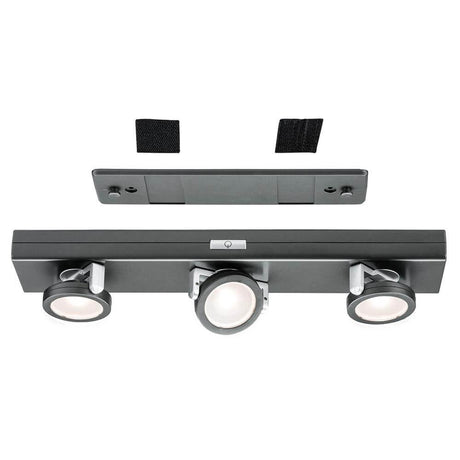 Schrankleuchte LED Rotate 3er-Spot Dimmbar batteriebetrieben mit Montageplatte und schwenkbaren Spots