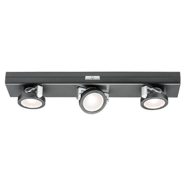Schrankleuchte LED Rotate 3er-Spot Dimmbar batteriebetrieben mit schwenkbaren Spots für optimale Ausleuchtung.