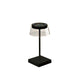 Scilla LED Akku Tischleuchte IP54, dimmbar, USB aufladbar, schwarz, leuchtet mit 2700 oder 3000 Kelvin.