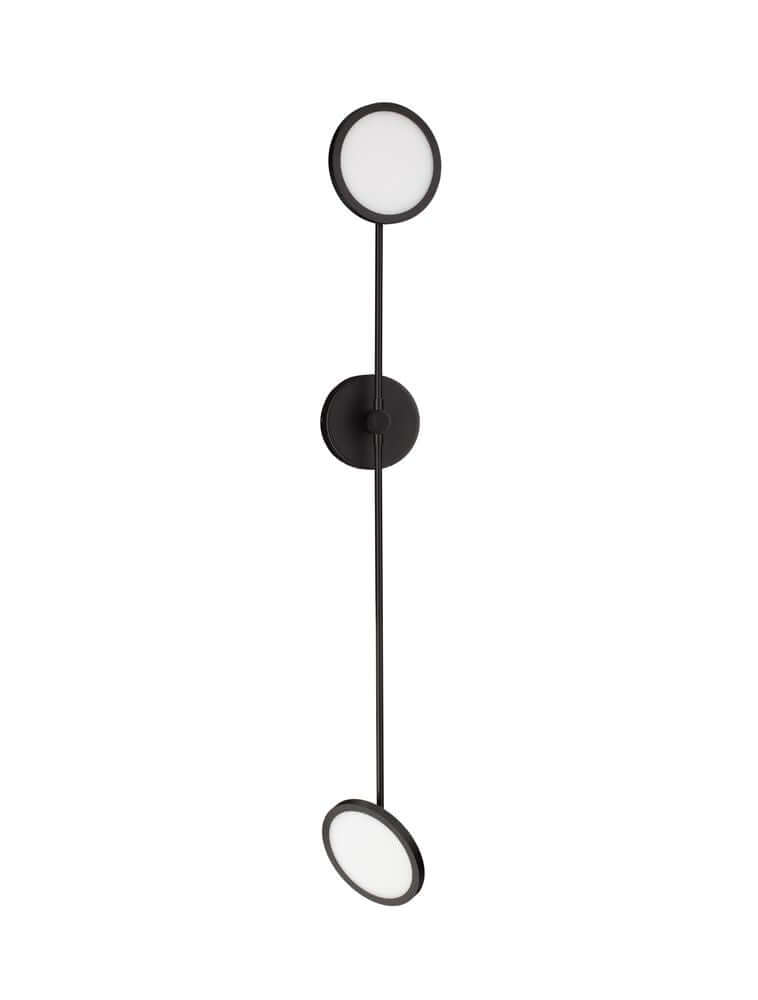 Scope LED Wandleuchte 2-flammig 3000K in modernem Design mit zwei runden Lampenschirmen.