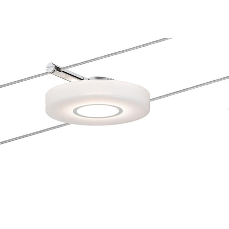 Seil-Leuchte LED 1x4W DiscLED I 12V DC Chrom Satin mit gerichteter Lichtstreuung für effektvolle Raumausleuchtung.