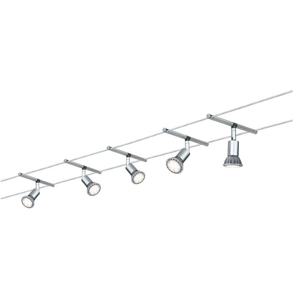Seilsystem Salt mit 5 Spots GU5,3 in modernem Design zur flexiblen Raumgestaltung.