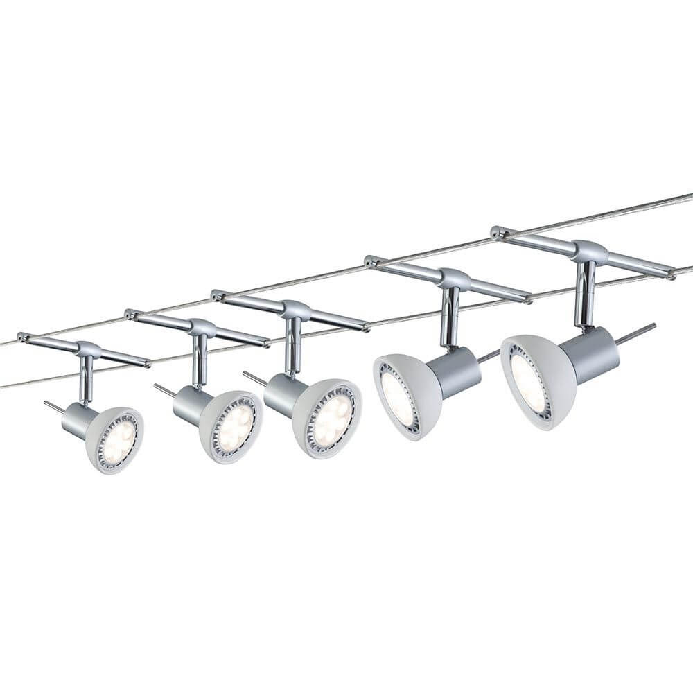 Seilsystem Sheela mit 5 Spots GU5,3 für individuelle Raumgestaltung und flexible Montagemöglichkeiten.