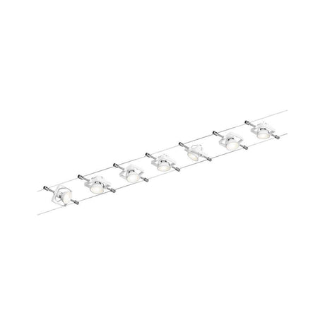 Seilsystem Tech Komplett-Set mit 7 Spots Weiß - Wand- und Deckenmontage mit sieben Spotköpfen.