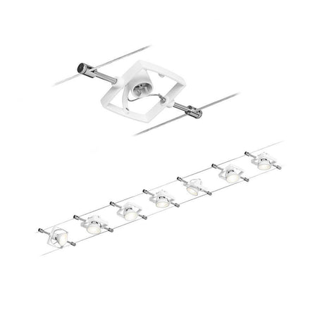 Seilsystem Tech Komplett-Set mit 7 Spots Weiß, ideal für flexible Raumgestaltung.