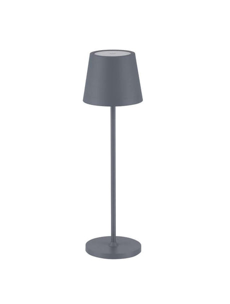 Seina LED Außentischleuchte 3000K IP54 in modernem Design, grauer Aluminium-Matte mit Acrylschirm.