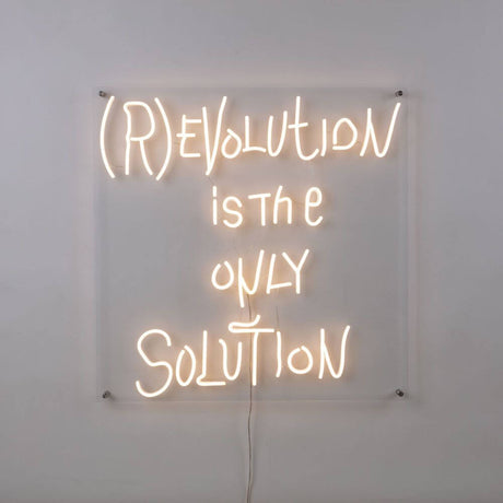 Seletti (R)Evolution is the only Solution LED-enseigne lumineuse 70x70 cm objet mural en acrylique lumineux avec inscription néon manuscrite