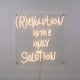 Seletti (R)Evolution is the only Solution LED-Leuchtschild 70x70cm leuchtendes Acryl-Wandobjekt mit handschriftlicher Neon-Aufschrift