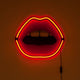 Seletti Blow LED-Schild Mund Acryl leuchtendes Pop‑Art Mund-Wandschild in Rot mit Zunge und Kabel
