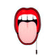 Seletti Blow LED-Wandleuchte Tongue Rot - rote Pop Art Wandlampe in Form eines geöffneten Mundes mit herausgestreckter Zunge