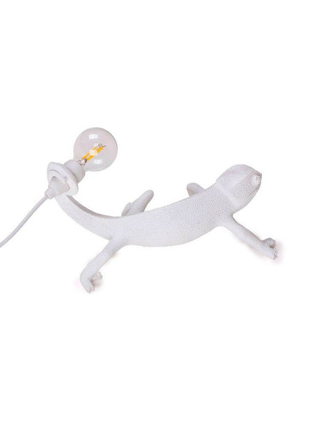 Lampe de table USB Seletti Chameleon Still LED Blanc - lampe de table caméléon blanche de Marcantonio avec USB et ampoule visible