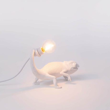 Lampe de table USB Seletti Chameleon Still LED Blanc - lampe de table caméléon blanche avec ampoule LED à la queue, port USB, lampe design