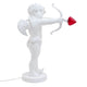 Seletti Cupid LED-Tischlampe dimmbar weißer Amor mit Bogen und rotem Herzpfeil als dekorative dimmbare Tischleuchte