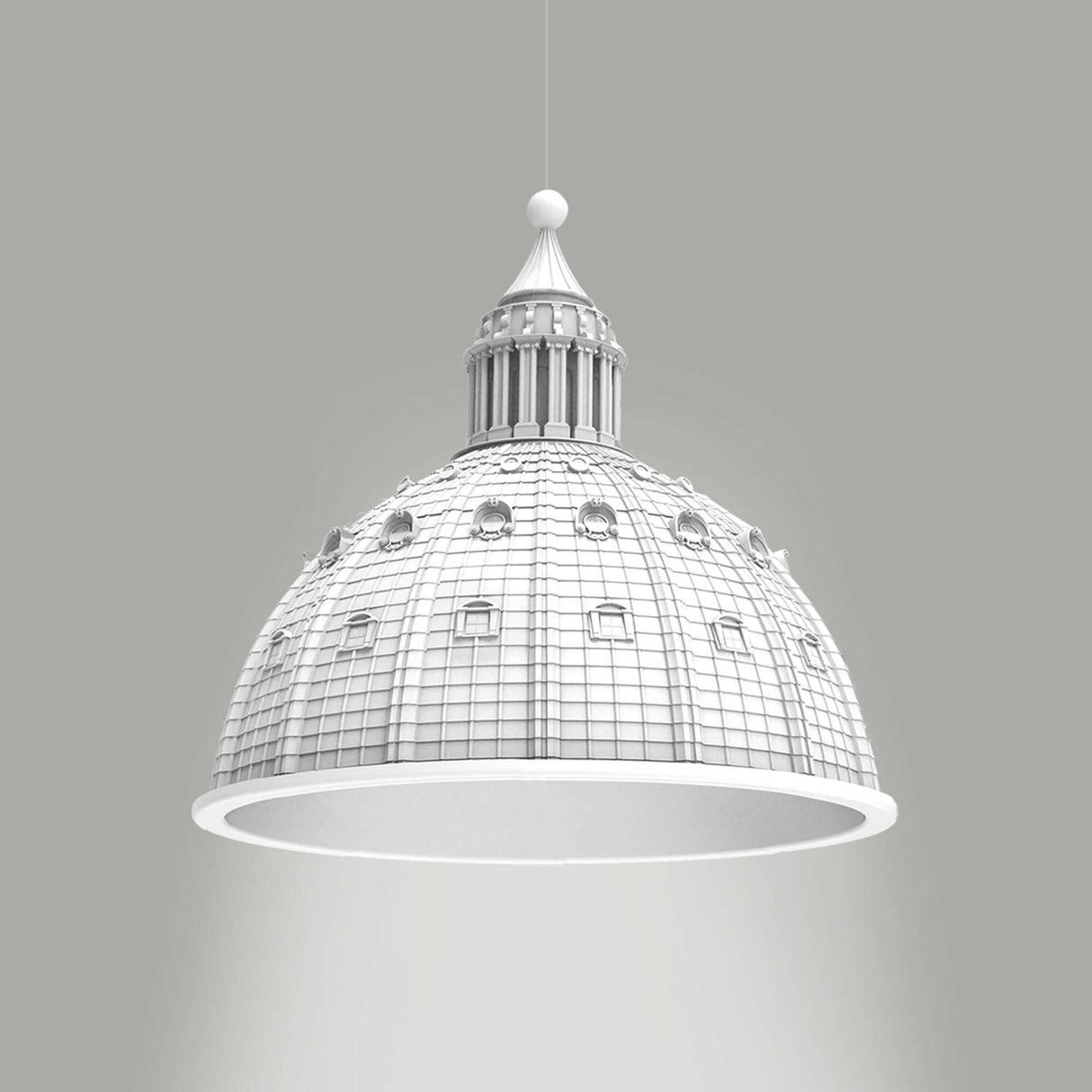 Seletti Cupolone Quarantacinque Pendelleuchte Weiß Ø45cm hängende weiße Kuppel-Lampe im Architekturstil