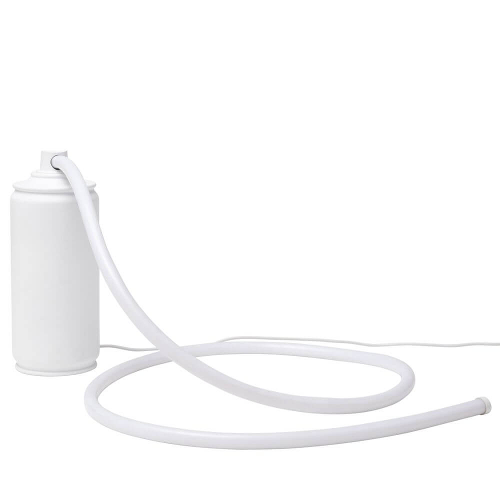 Seletti Daily Glow Spray LED-Tischleuchte Weiß in Mattweiß mit flexiblem Lichtschlauch, Designerleuchte von Alessandro Zambelli