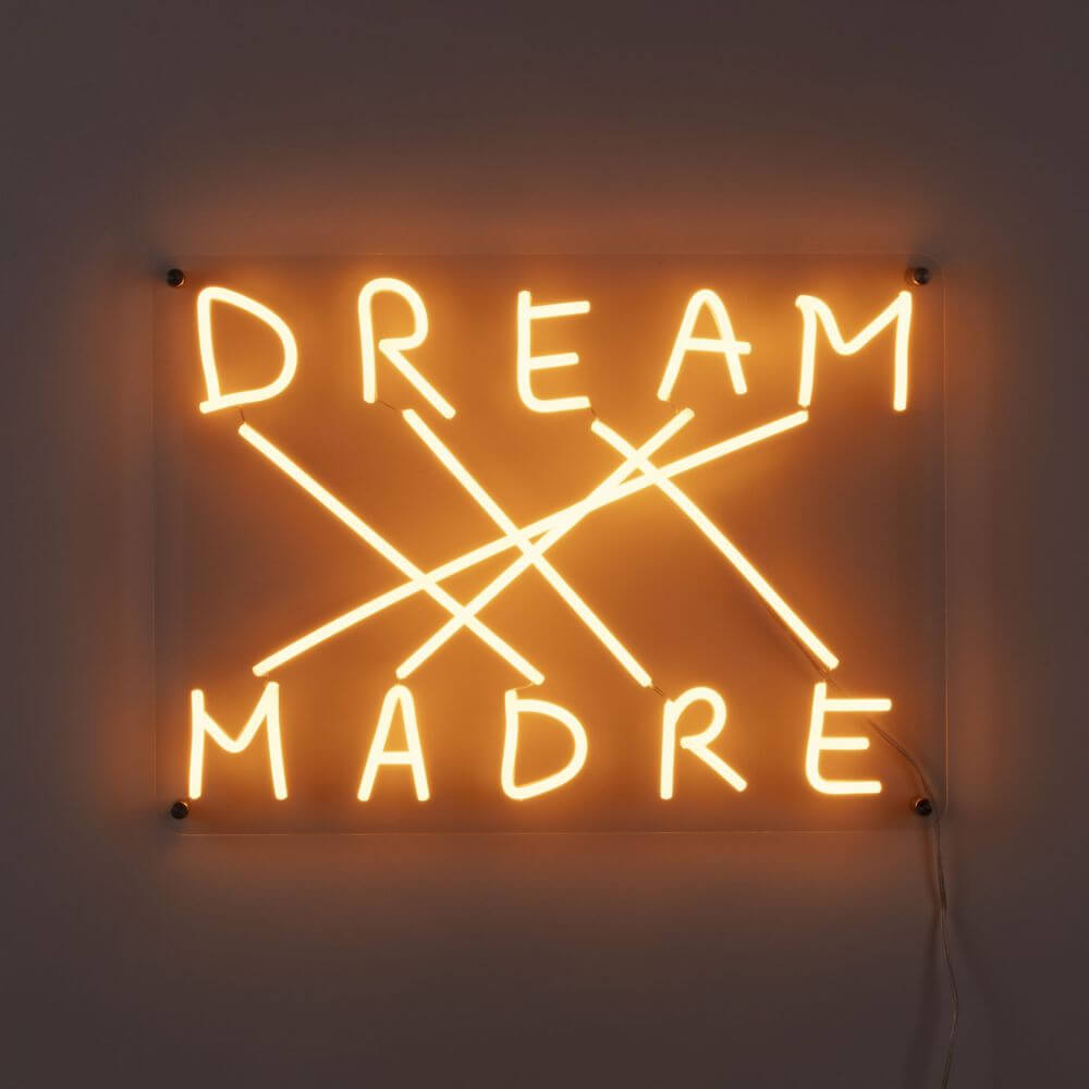 Seletti Dream-Madre LED-Schild 52x38cm leuchtendes Acryl-Silikon Kunstobjekt von Nico Vascellari in warmem Orange für Wohnzimmer