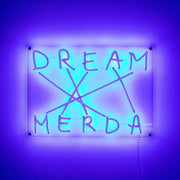 Seletti Dream-Merda LED-Wandleuchte dimmbar mit provokativem Neon-Design in Blau-Violett für moderne Wohnräume