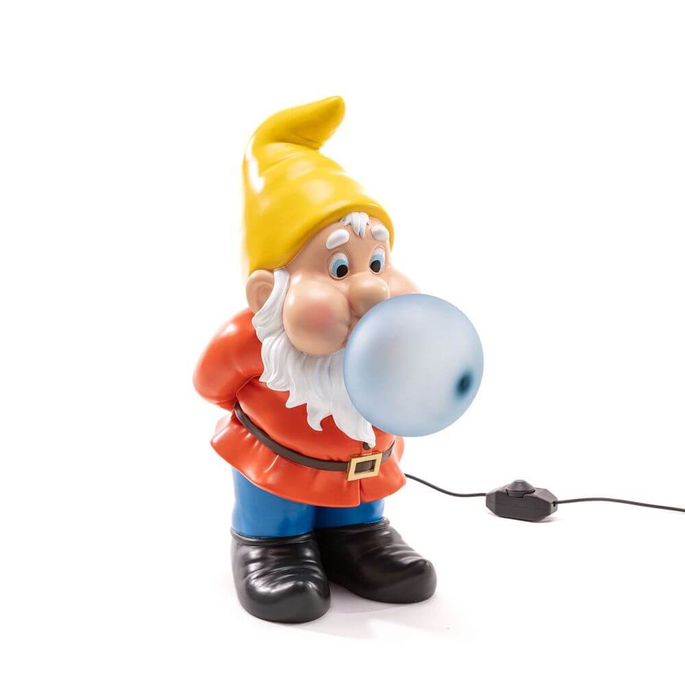 Seletti Gummy Snooping LED-Tischleuchte USB dimmbar Gnom aus Kunstharz mit leuchtender Blase, dimmbares USB-Licht für verspielte Wohnakzente
