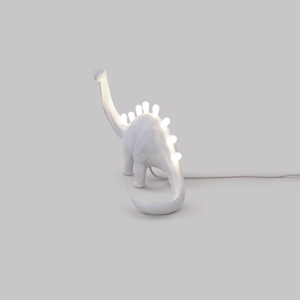 Seletti Jurassic Bronto LED-Tischlampe USB Weiß – weiße Brontosaurus-LED-Tischlampe aus Kunstharz, USB betrieben, dekoratives Nachtlicht