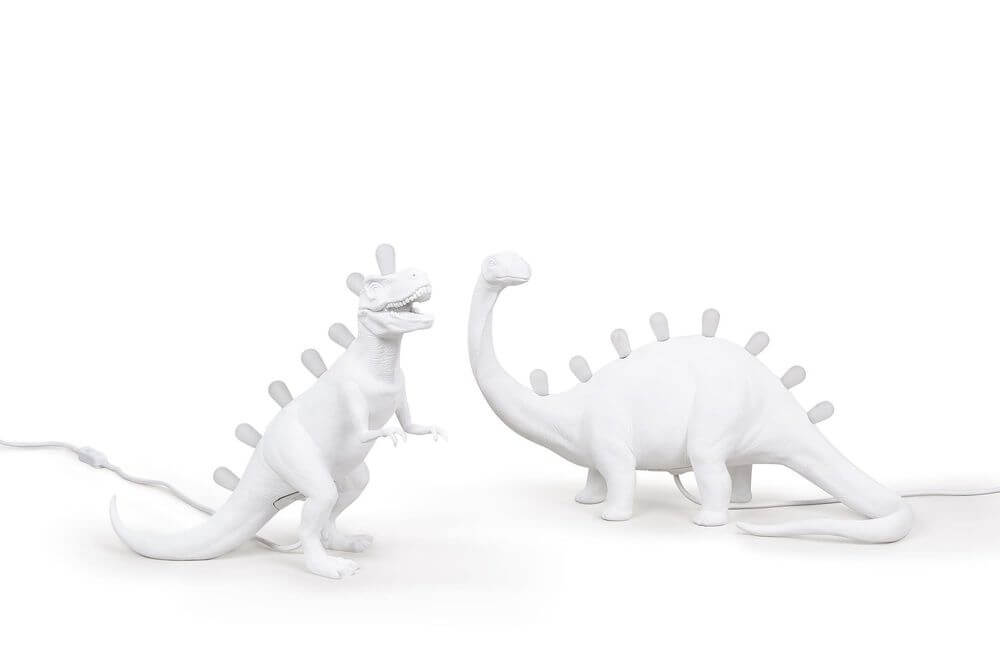 Seletti Jurassic Bronto LED-Tischlampe USB Weiß – weiße Brontosaurus-Tischlampe aus Kunstharz mit integrierten LEDs, USB-Anschluss