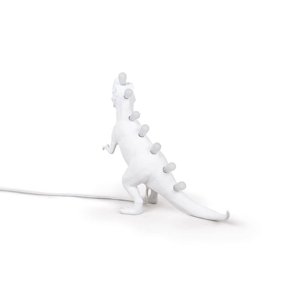 Seletti Jurassic Rex Tischleuchte USB weiße T-Rex Lampe aus Harz mit LED-Leuchten im Rücken und USB-Kabel, dekorative Dino-Tischleuchte