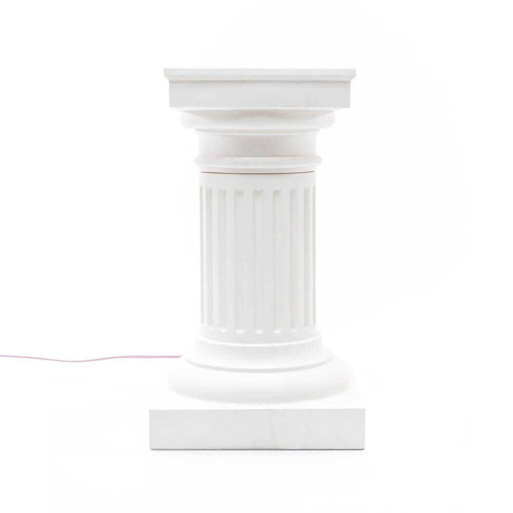 Seletti Las Vegas LED-Tischleuchte Beistelltisch Porzellan weißer Säulen-Beistelltisch mit LED-Lampe, klassisches Säulendesign