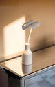 Seletti Leaf Light Stellou Tischleuchte Harz Metall auf Nachttisch weiße Blattlampe von Marcantonio, skulpturales Designlicht