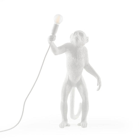 Seletti Monkey bordlampe stående hvit - kreativ lampe i apeform med lyskilde for moderne design.