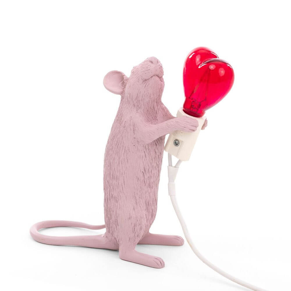 Seletti Mouse Lamp Step LED-Tischleuchte USB Herz rosa Maus mit rotem Herz-Glühbirne USB-Lampe Design Marcantonio Raimondi Malerba
