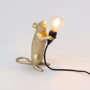 Seletti Mouse Lamp Step Bordlampe USB Guld - Guld musebordlampe holder pære, USB-kabel, dekorativ designlampe til hylde og natbord