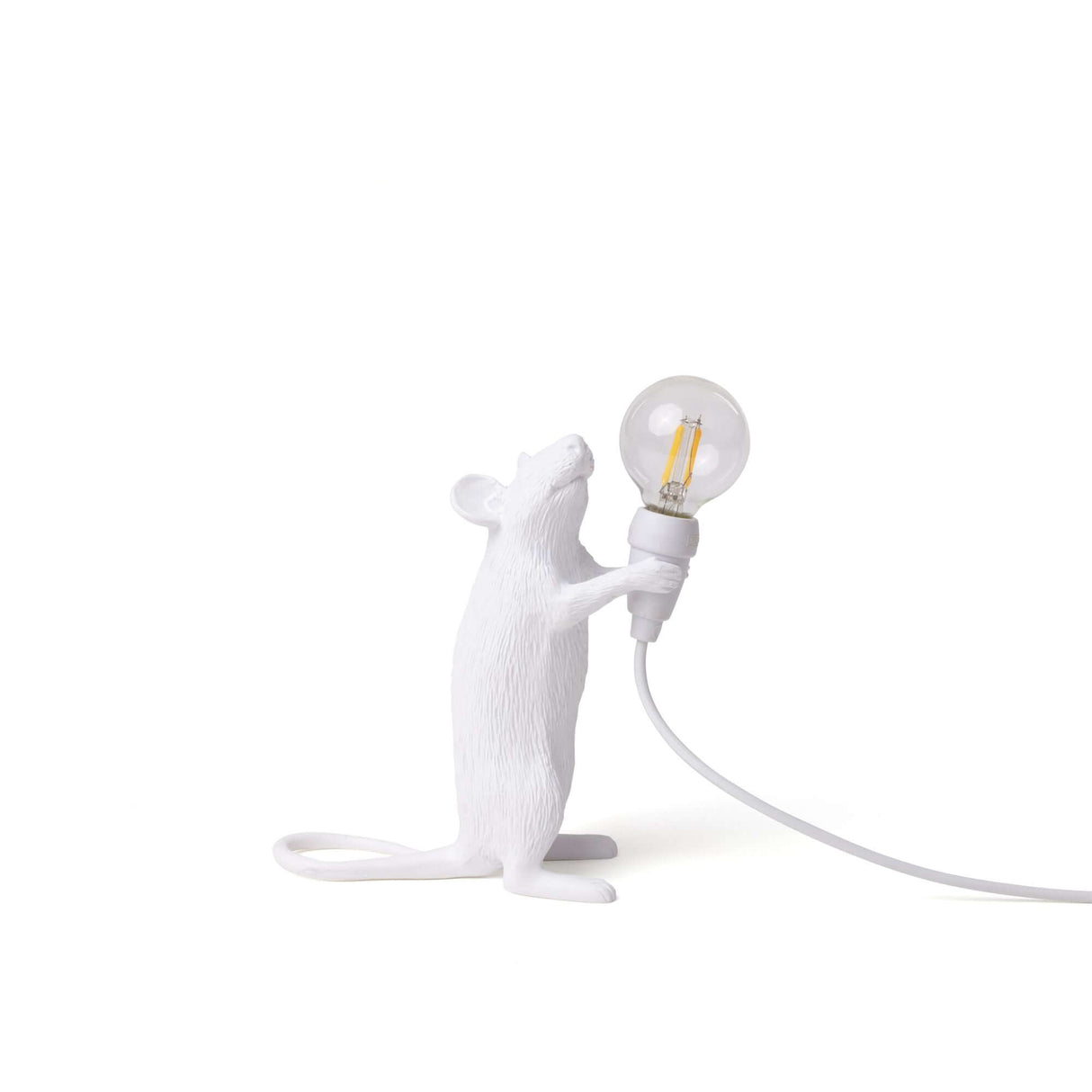 Seletti Mouse Lamp Step USB Tischleuchte USB Weiß - weiße Maus Tischleuchte aus Kunstharz hält E14 LED-Glühbirne, Designobjekt von Marcantonio