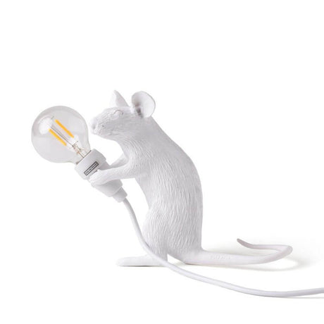 Seletti Mouse Mac LED Tischlampe sitzend USB weiß Tischleuchte Maus Designlampe mit LED-Glühbirne