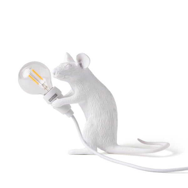 Seletti Mouse Mac LED Tischlampe sitzend USB weiß Tischleuchte Maus Designlampe mit LED-Glühbirne