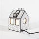 Seletti On-Off Schreibtischleuchte Recyclingpapier quadratisch in Hausform aus recyceltem Papier mit ON-OFF Schriftzug