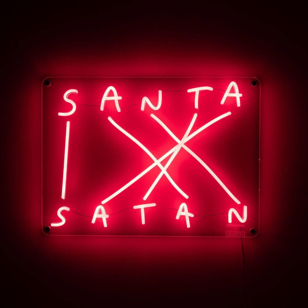 Seletti Santa-Satan LED-Leuchtreklame dimmbar rotes Neon-LED Wandkunstwerk von Nico Vascellari aus Acryl und Silikon