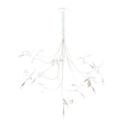 Seletti Sparrow Chandelier LED-Pendelleuchte Harz Weiß mit Spatzen-Design und mehreren LED-Leuchten für stilvolle Räume