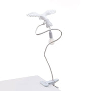 Seletti Sparrow Cruising clip light USB hvid clip light med harpiks fugl på fleksibel arm og E14- Pære