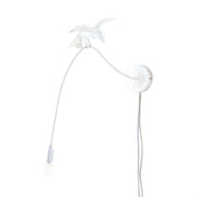 Seletti Sparrow Cruising LED-Wandleuchte, weiße Spatzen-Wandlampe mit Kabel und E14-LED-Leuchtmittel