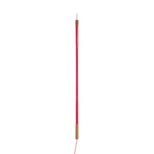 Seletti Superlinea LED-Leuchte 141cm, schlanke vertikale Neonröhre in Rot mit Holzgriff, Frontalansicht