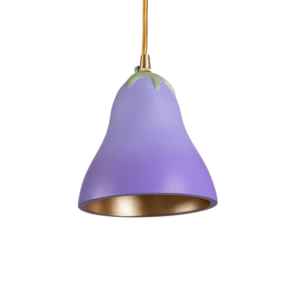 Seletti Vitamin Aubergine LED-Pendelleuchte – lila Auberginen-Design Hängeleuchte von Marcantonio aus Harz, goldinnere, dekoratives Wohnraumlicht