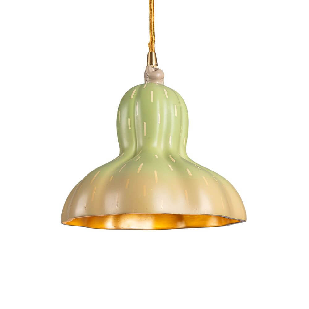 Seletti Vitamin Pumpkin 2 Pendelleuchte grün-goldene Kürbis-Pendelleuchte aus Kunstharz, warmes Innenfinish, modernes Design